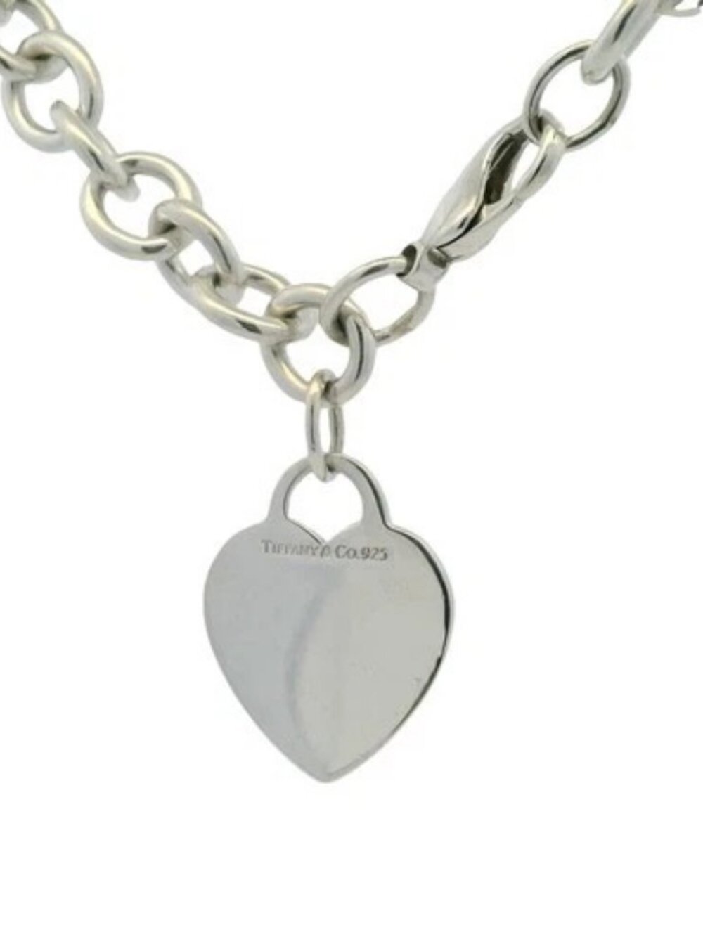 Retired Tiffany & Co 925 Sterling Silver Heart Tag Cable Chain Bracelet 7.5"